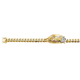 Cuban Link Guadalupe ID Bracelet - 14K Tri Color Gold