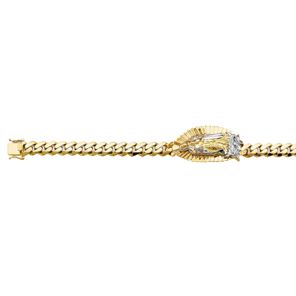 Cuban Link Guadalupe ID Bracelet - 14K Tri Color Gold