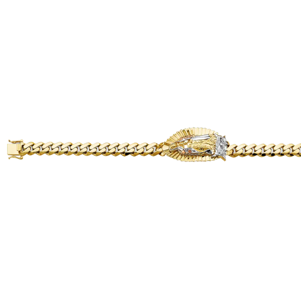 Cuban Link Guadalupe ID Bracelet - 14K Tri Color Gold