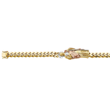 Cuban Link San Judas ID Bracelet - 14k Tri Color Gold 