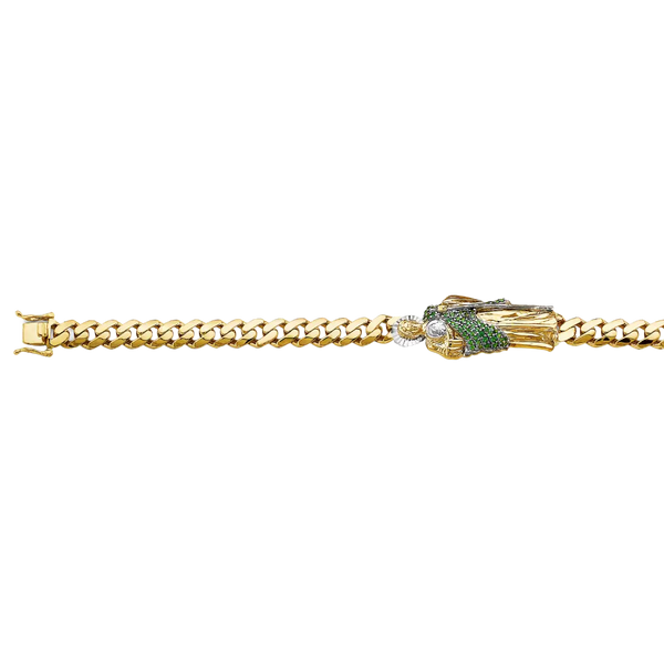 Cuban Link CZ San Judas ID Bracelet - 14k Two Tone Gold