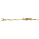 Cuban Link Santa Muerte ID Bracelet - 14k Tri Color Gold