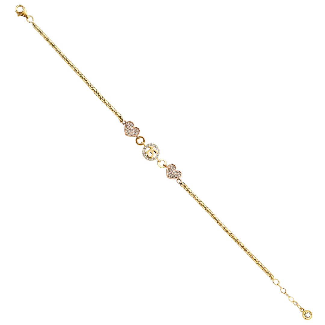 Quince Anos CZ Bracelet - 14k Tri Color Gold