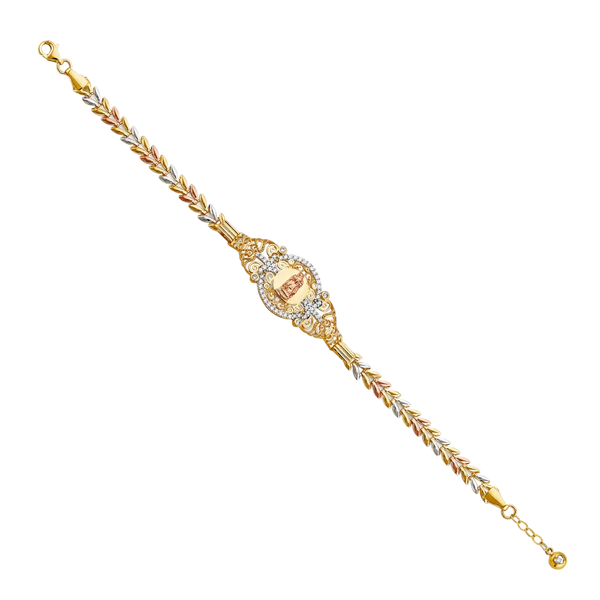 Guadalupe ID CZ Bracelet - 14k Tri Color Gold