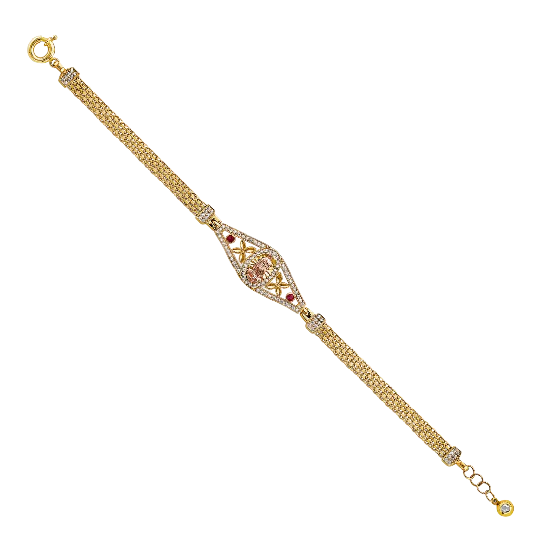 Guadalupe ID CZ Bracelet - 14k Tri Color Gold