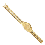 2 Line Cuban Guadalupe Frame ID Bracelet - 14k Yellow Gold