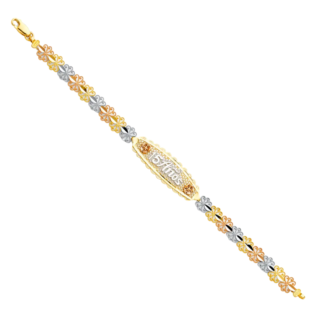 Quince Anos ID Bracelet - 14k Tri Color Gold