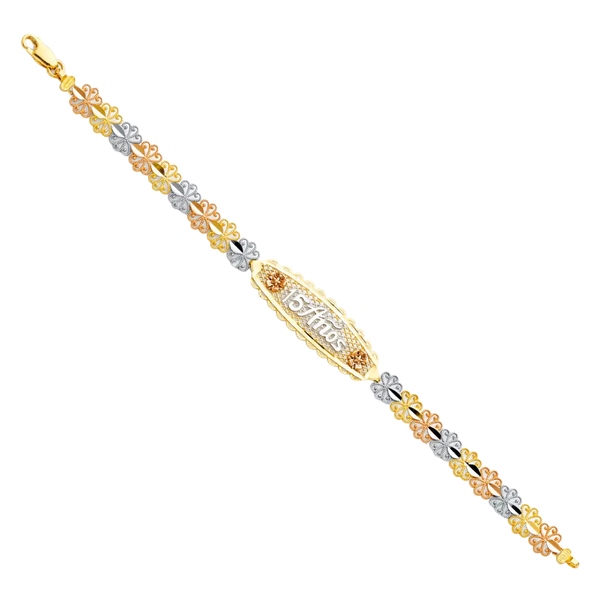 Quince Anos ID Bracelet - 14k Tri Color Gold