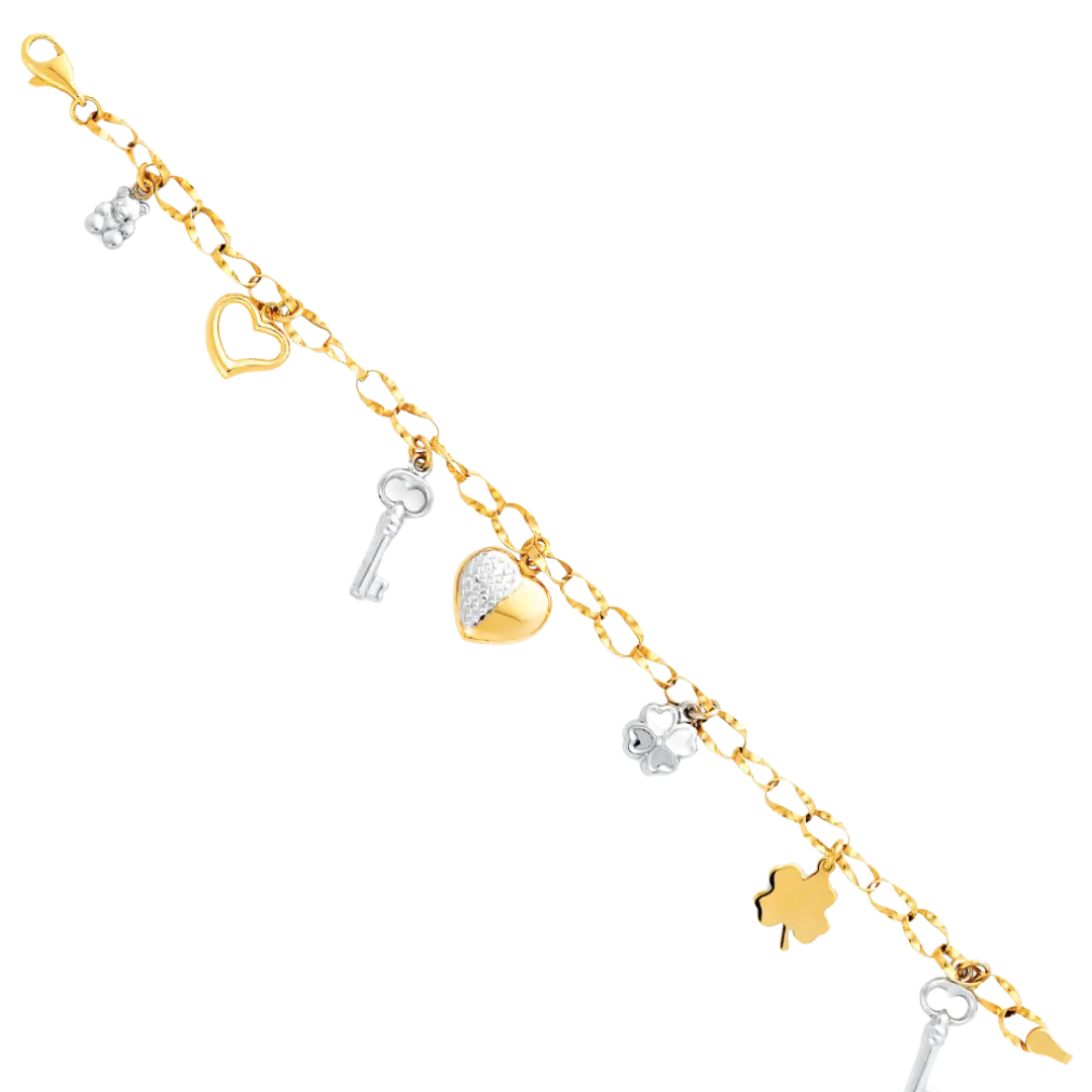 Light Fancy Hollow Bracelet - 14k Two Tone Gold