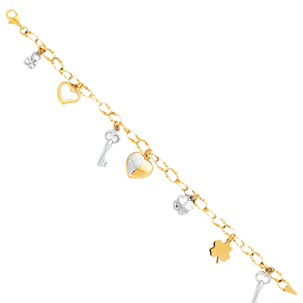 Light Fancy Hollow Bracelet - 14k Two Tone Gold