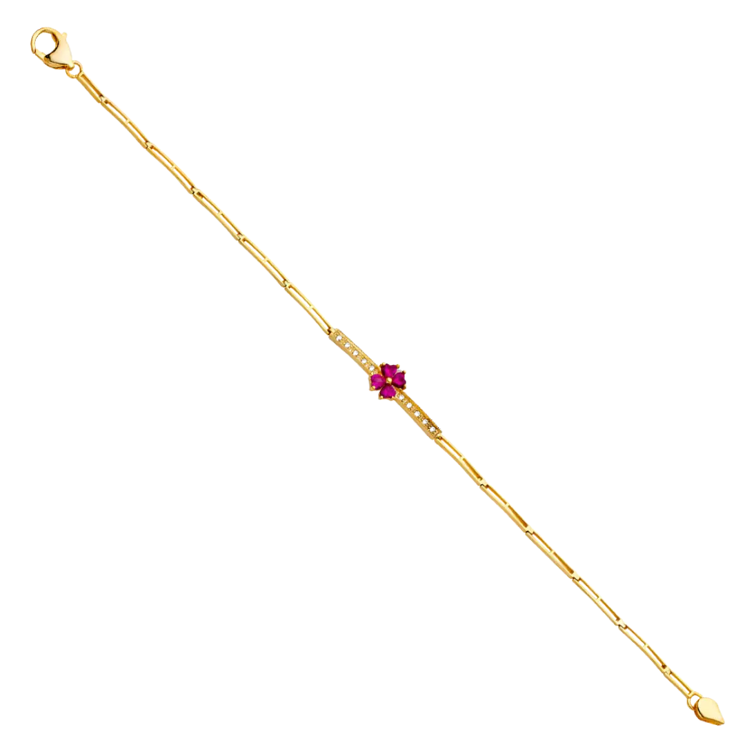 Fancy CZ Bracelet -14k Yellow Gold