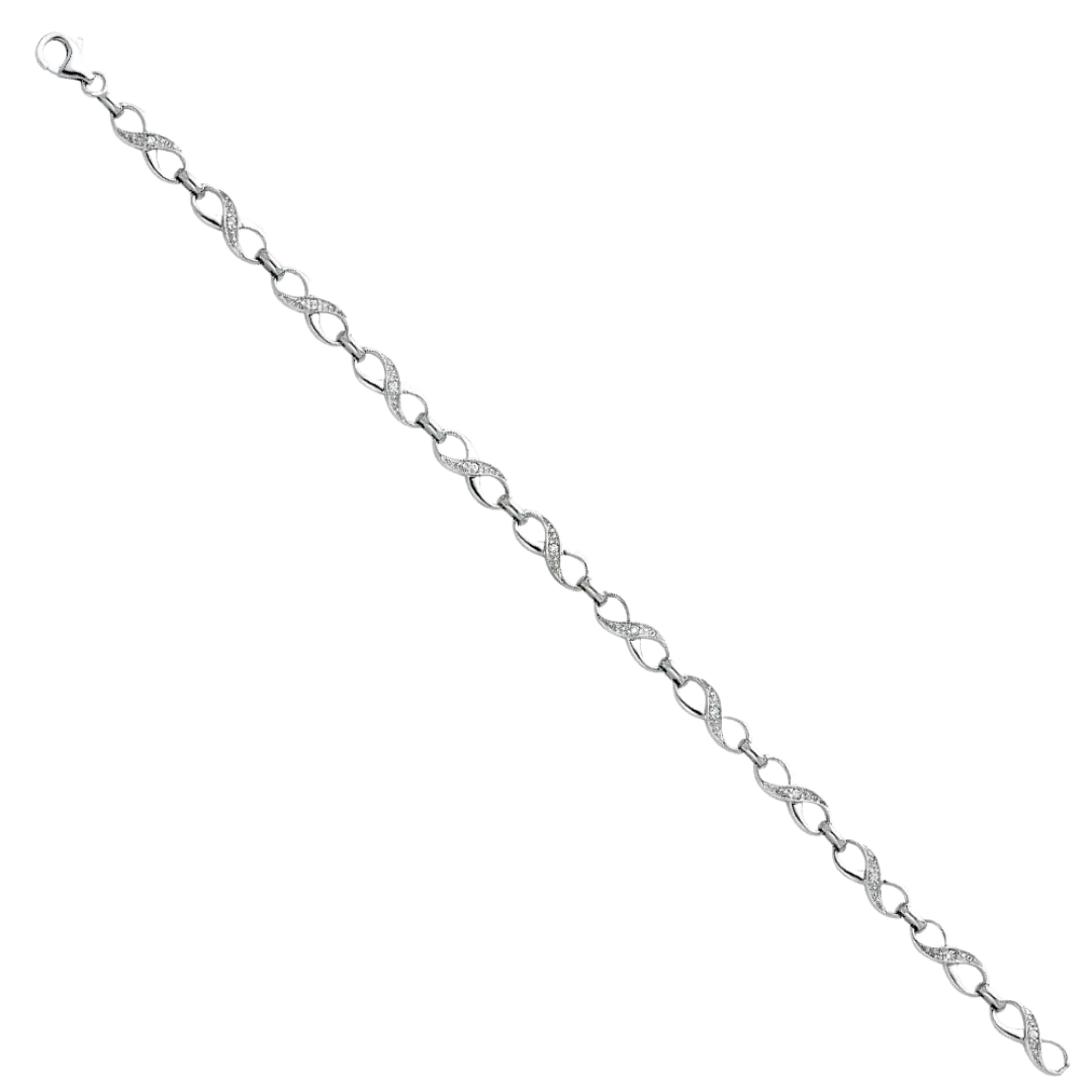 Fancy CZ Bracelet -14k White Gold