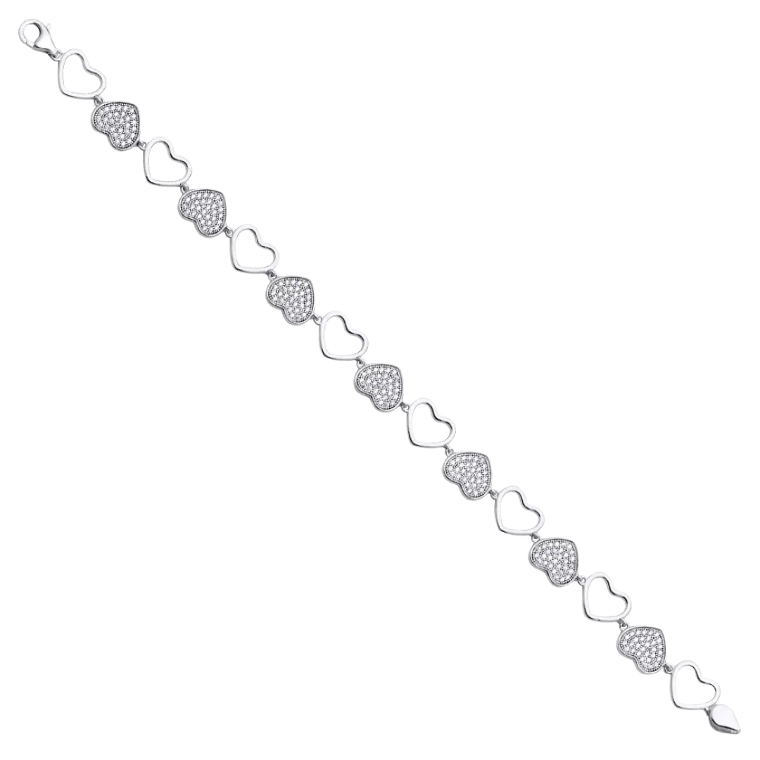 Fancy CZ Bracelet -14k White Gold