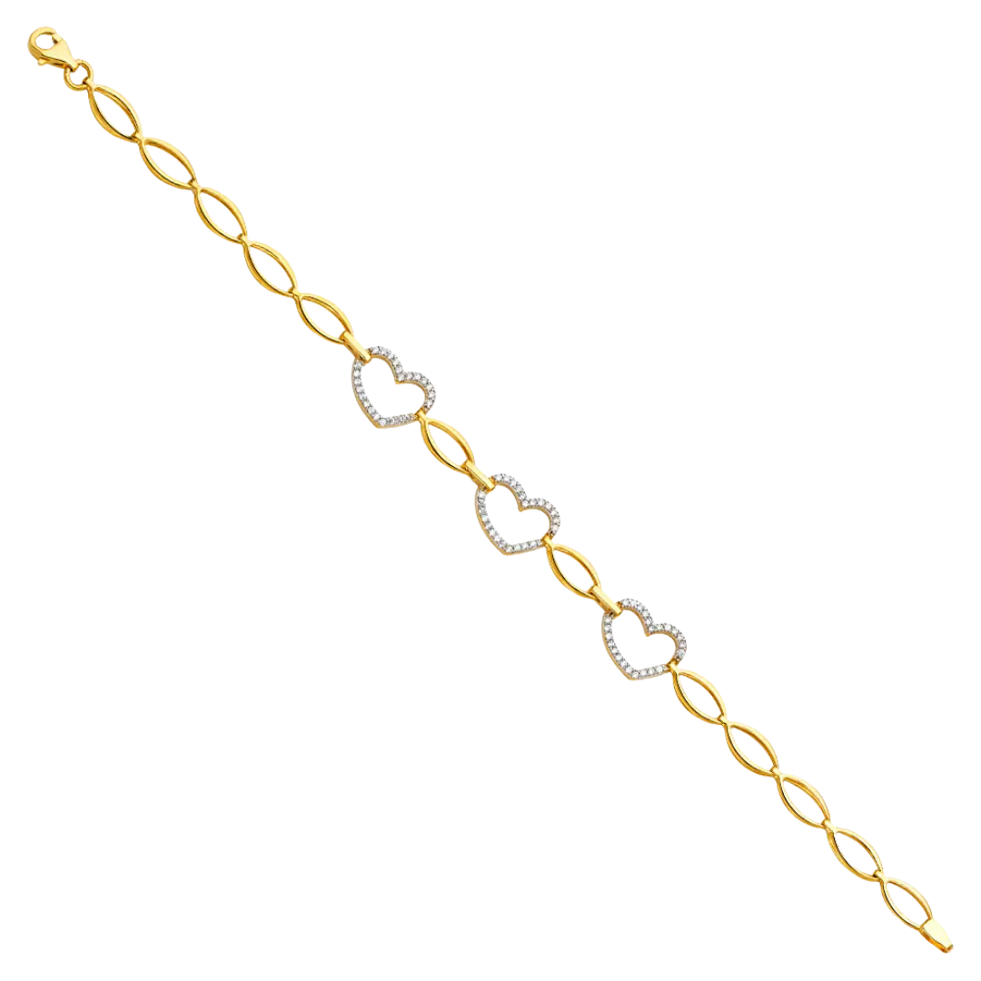 Fancy CZ Bracelet -14k Yellow Gold