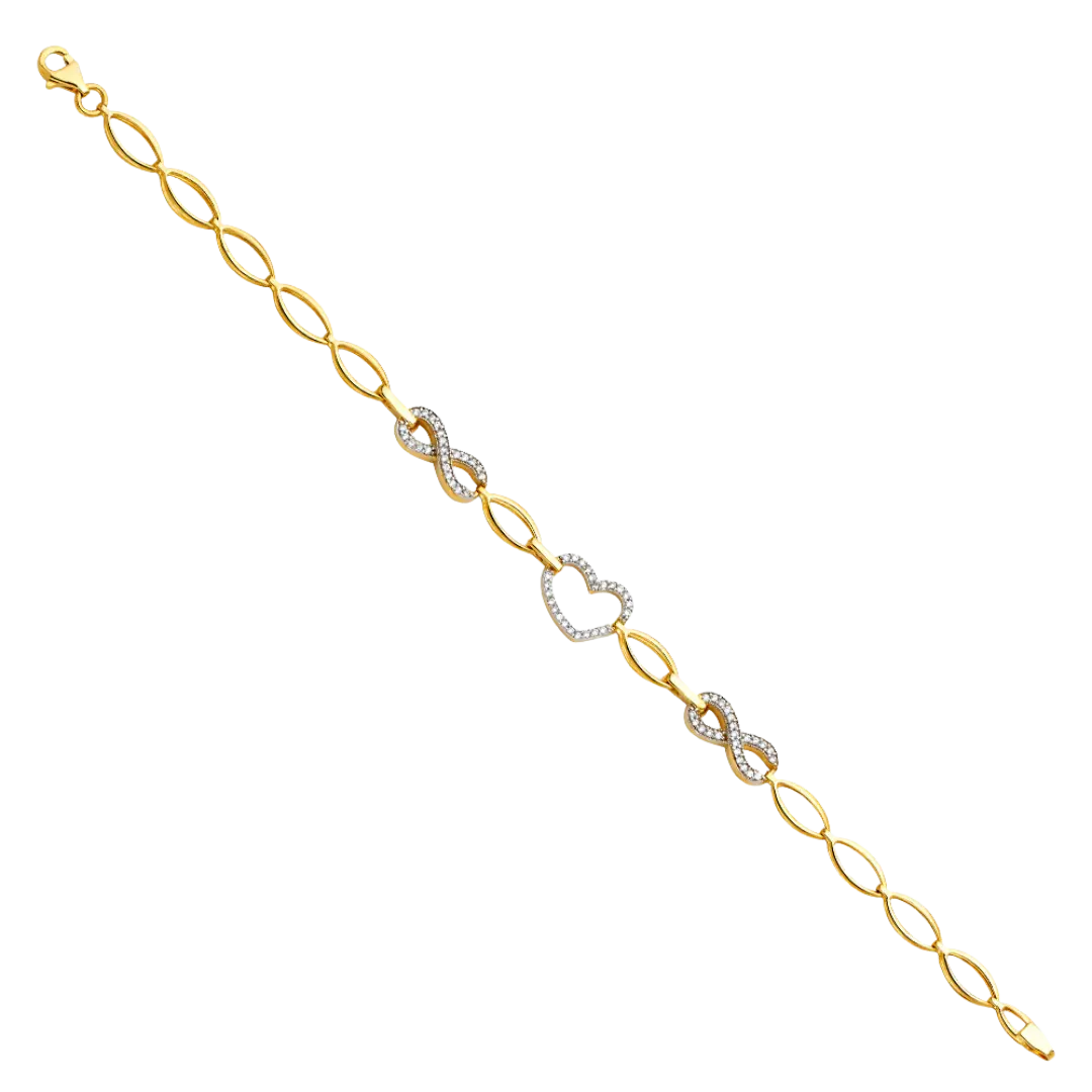 Fancy CZ Bracelet -14k Yellow Gold