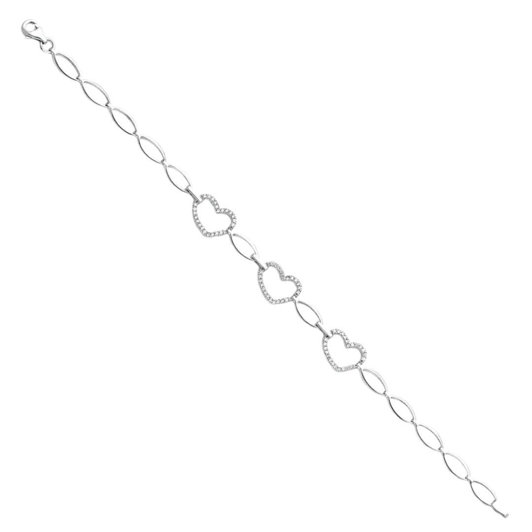 Fancy CZ Bracelet -14k White Gold