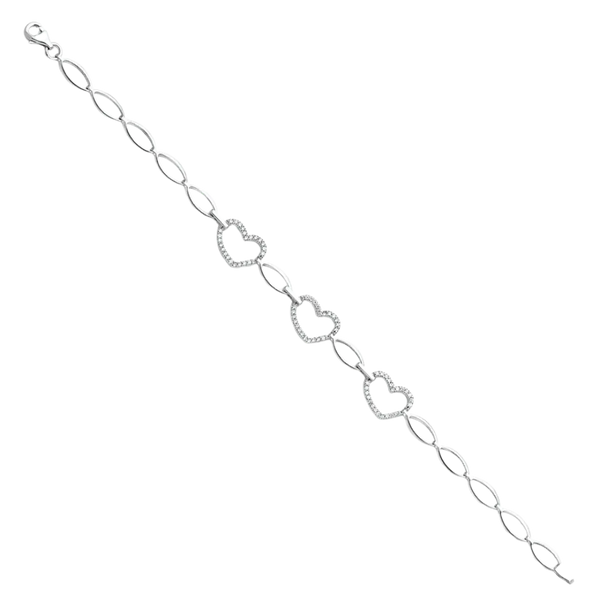 Fancy CZ Bracelet -14k White Gold