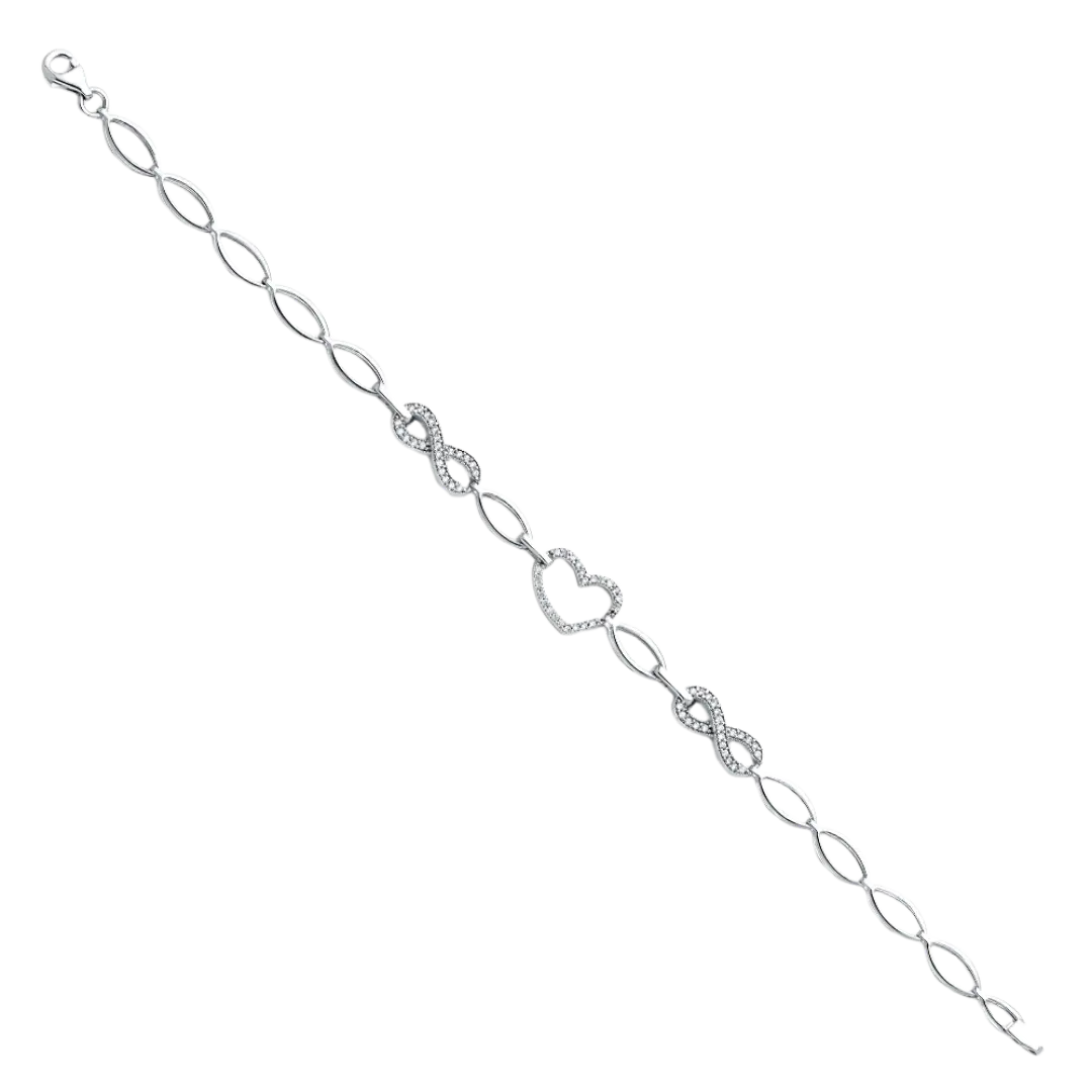 Fancy CZ Bracelet -14k White Gold