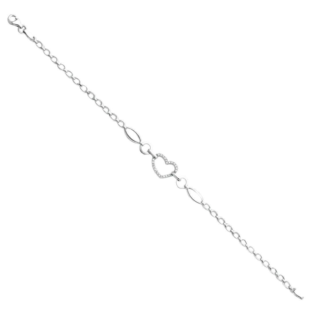 Fancy CZ Bracelet -14k White Gold