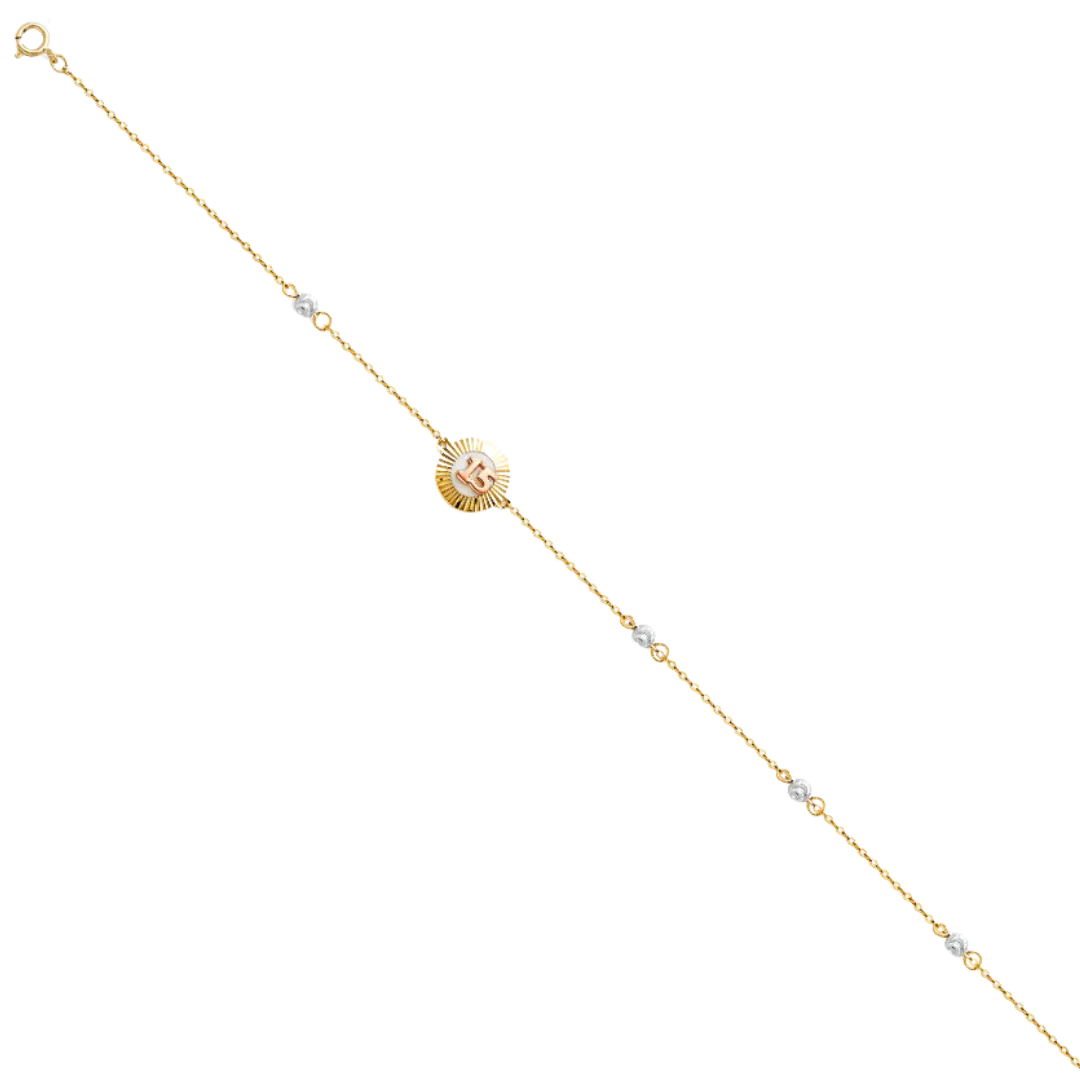 Quince Anos Bracelet - 14k Tri Color Gold