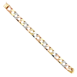 Nugget Square Cuban Link Bracelet - 14k Tri Color Gold