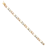 Nugget Figaro Link Bracelet - 14k Tri Color Gold