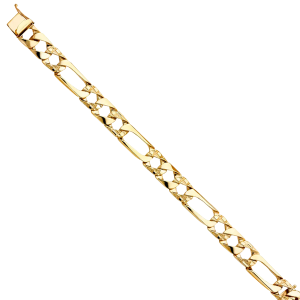 Nugget Figaro Link Bracelet - 14k Yellow Gold