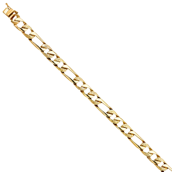 Nugget Figaro Link Bracelet - 14k Yellow Gold