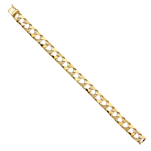 Nugget Cuban Link Bracelet - 14k Yellow Gold