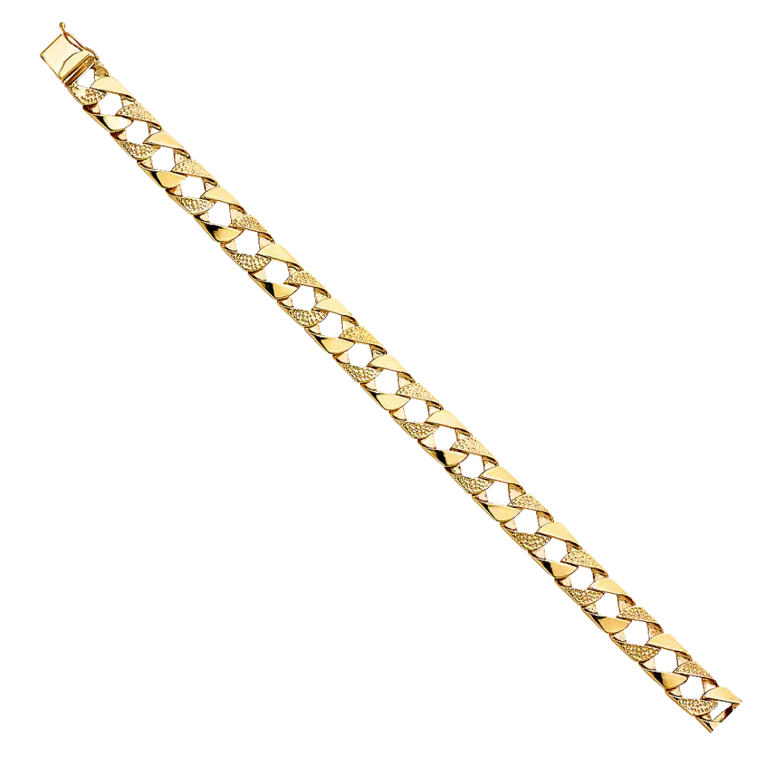 Nugget Cuban Link Bracelet - 14k Yellow Gold