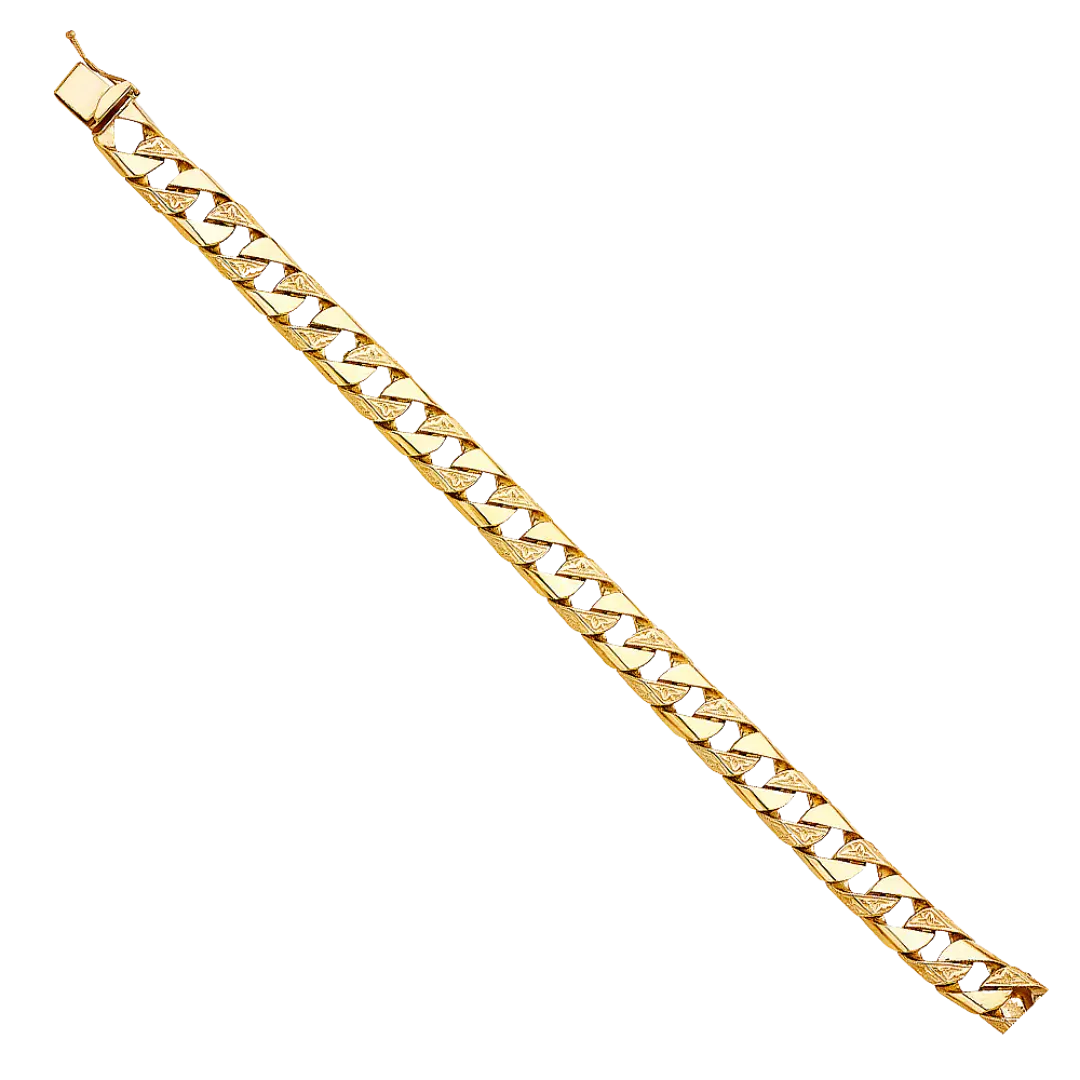 Nugget Cuban Link Bracelet - 14k Yellow Gold