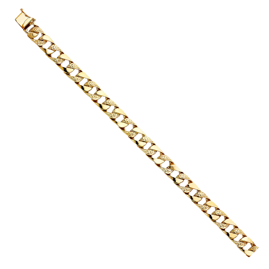 Nugget Cuban Link Bracelet - 14k Yellow Gold