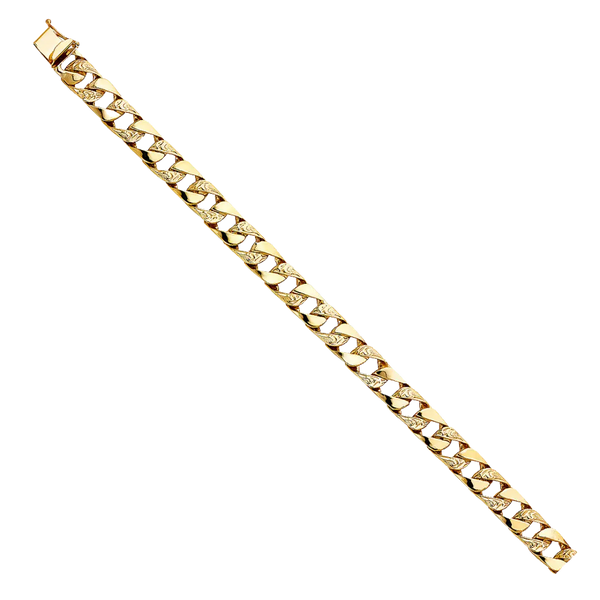 Nugget Cuban Link Bracelet - 14k Yellow Gold