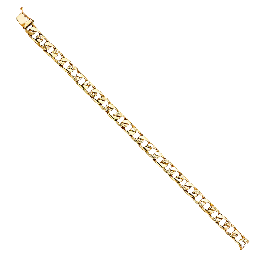 Nugget Cuban Link Bracelet - 14k Yellow Gold