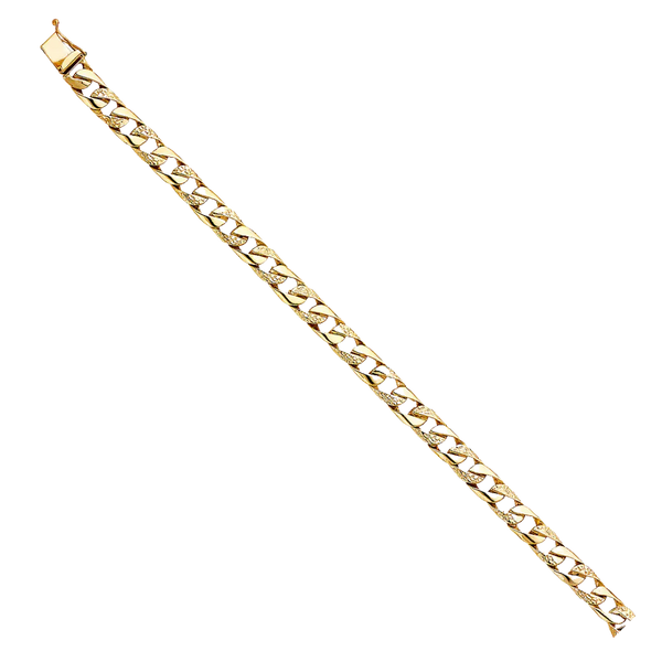 Nugget Cuban Link Bracelet - 14k Yellow Gold