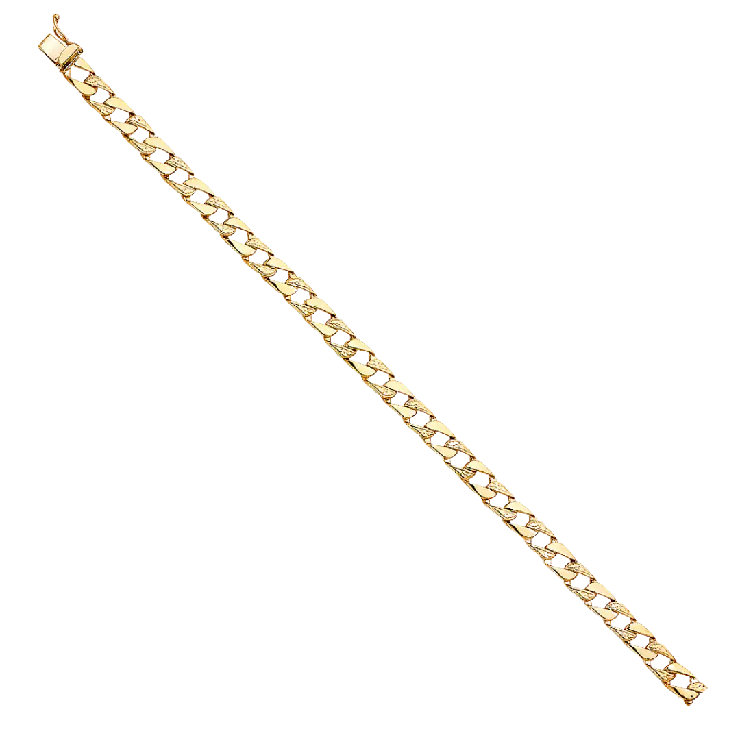 Nugget Cuban Link Bracelet - 14k Yellow Gold