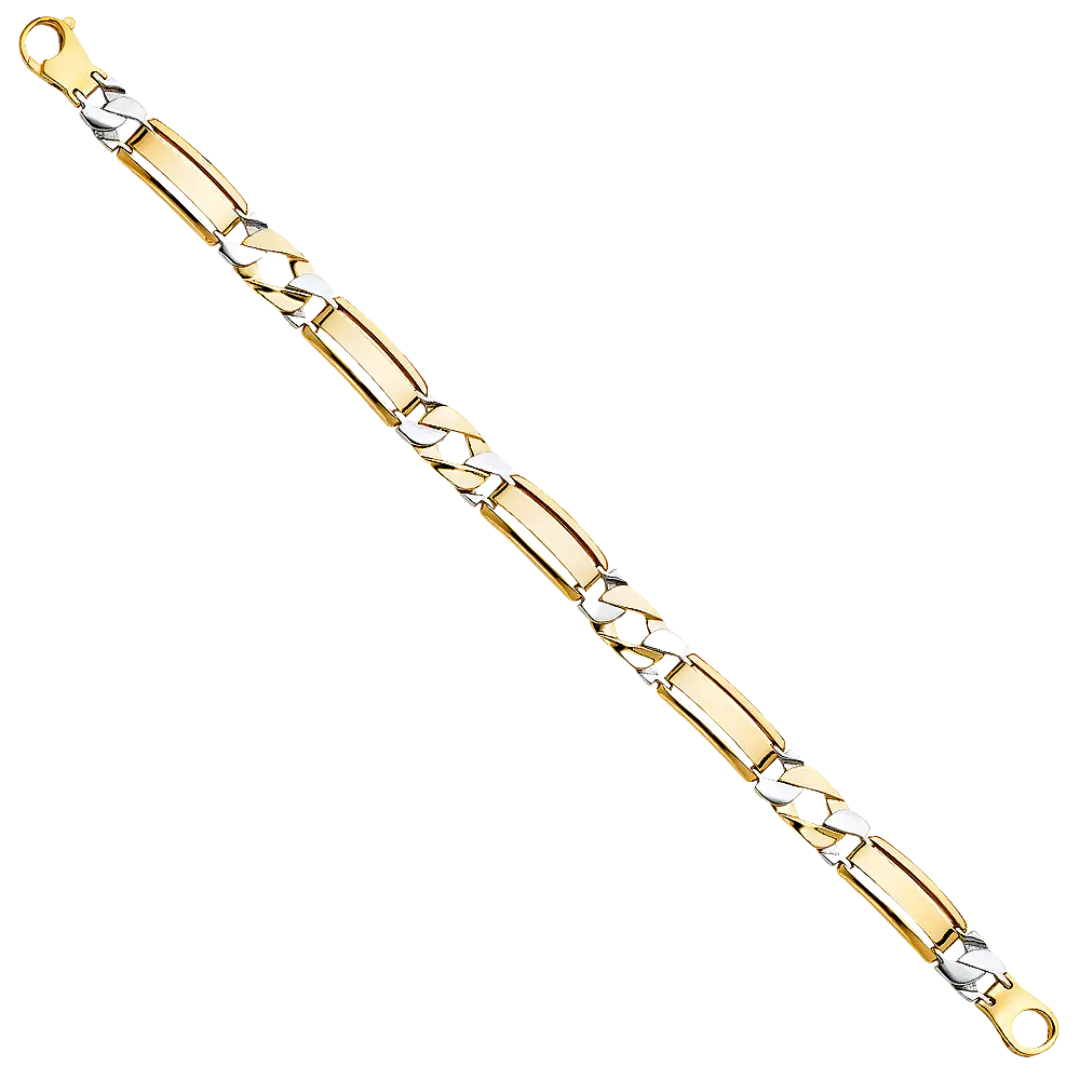 Fancy Men's Bracelet - 14k Two Tone Gold