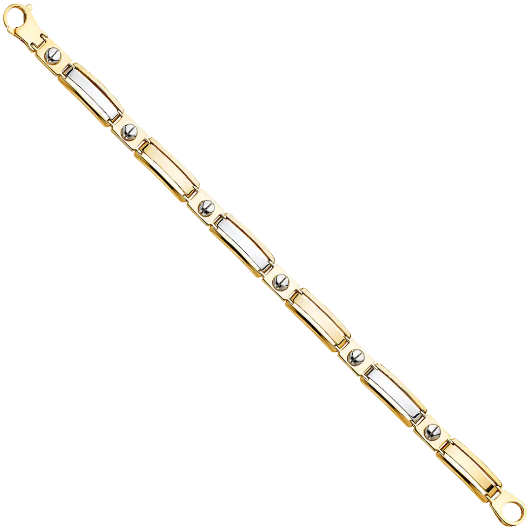 Fancy Men's Bracelet - 14k Two Tone Gold