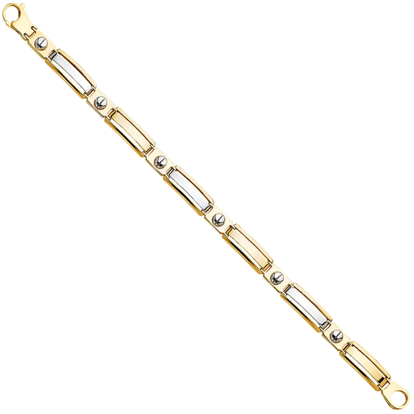 Fancy Men's Bracelet - 14k Two Tone Gold