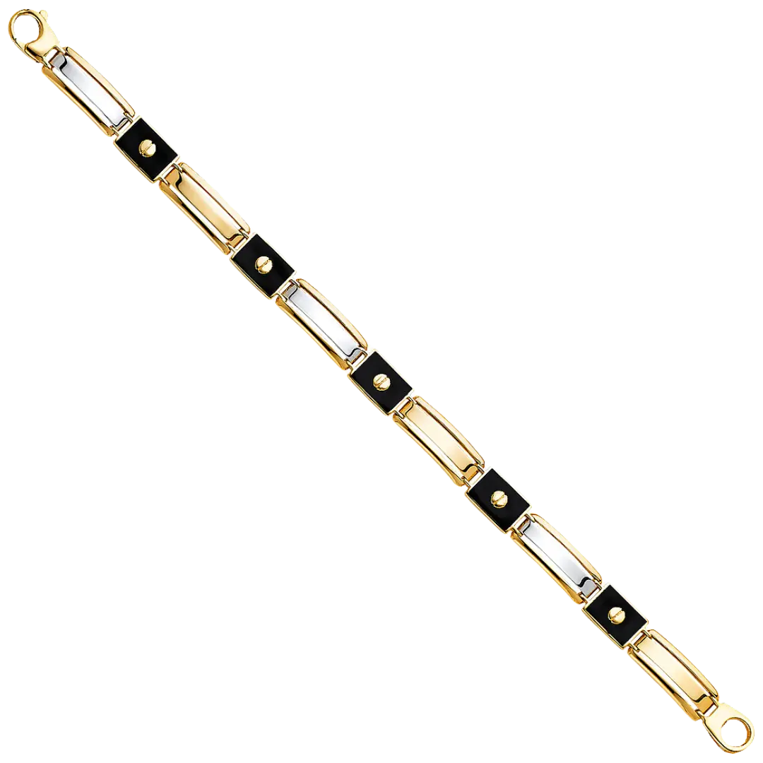 Fancy Men's Bracelet - 14k Two Tone Gold