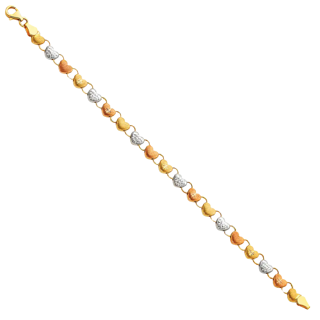 Light Stampato Bracelet - 14k Tri Color Gold