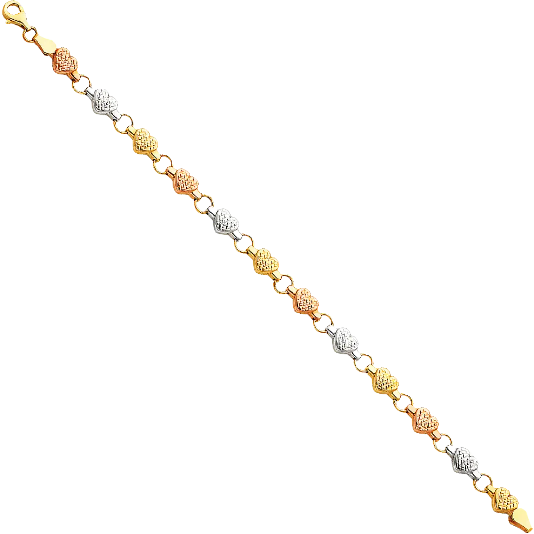 Light Stampato Bracelet - 14k Tri Color Gold