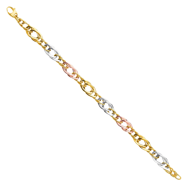 Fancy Hollow Bracelet - 14k Tri Color Gold