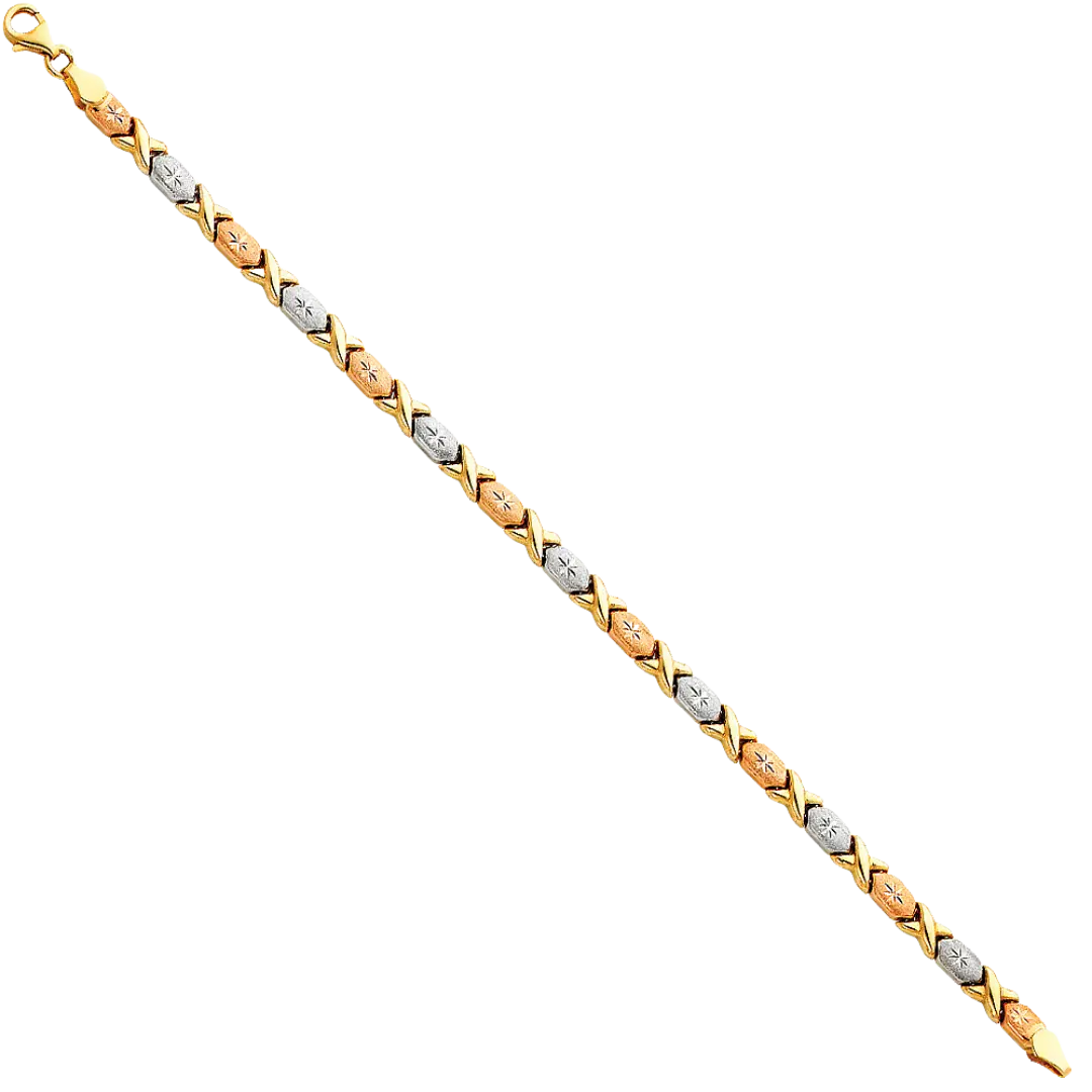 Light Stampato Bracelet - 14k Tri Color Gold