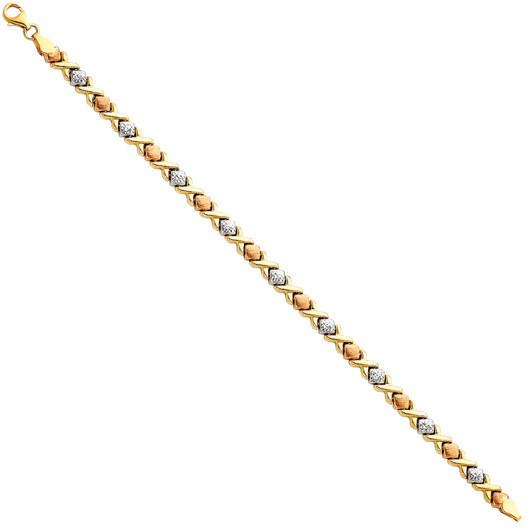 Light Stampato Bracelet - 14k Tri Color Gold