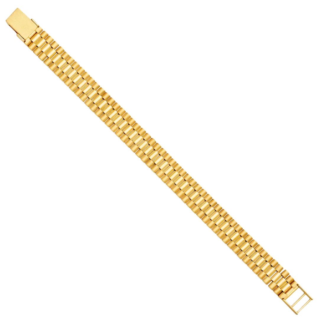 Fancy Rolex Type Bracelet - 14k Yellow Gold