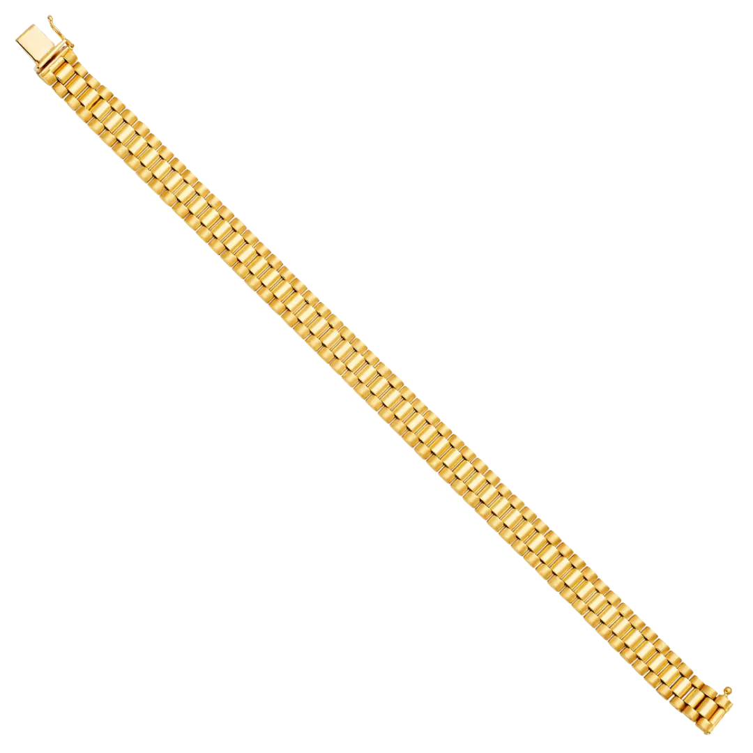 Fancy Rolex Type Bracelet - 14k Yellow Gold