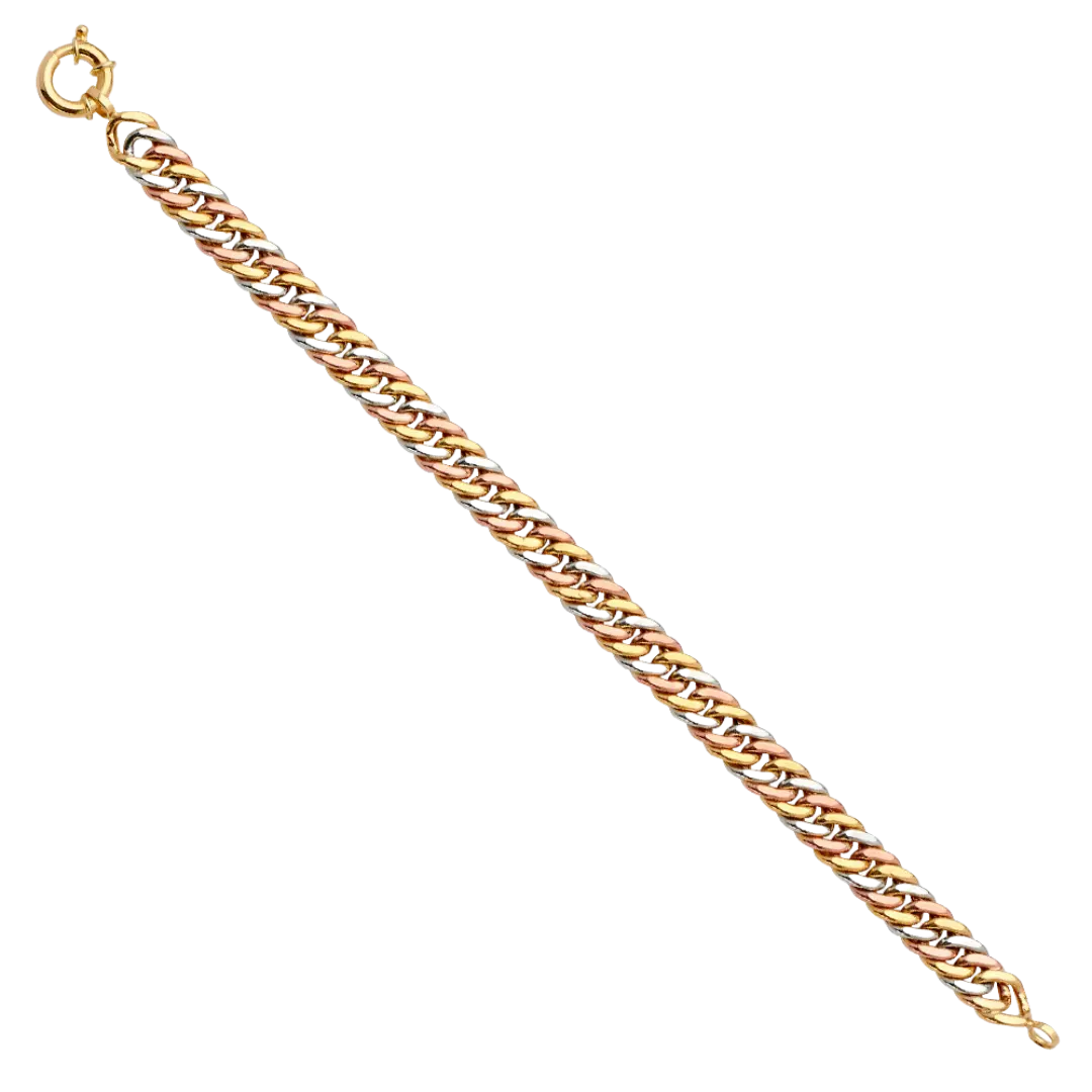 Fancy Hollow Link Bracelet - 14k Tri Color Gold