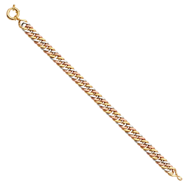 Fancy Hollow Link Bracelet - 14k Tri Color Gold