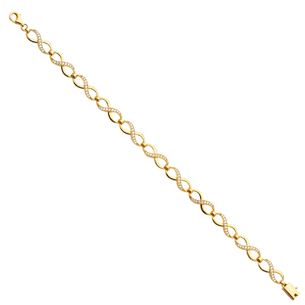 Fancy CZ Infinity Bracelet - 14k Yellow Gold